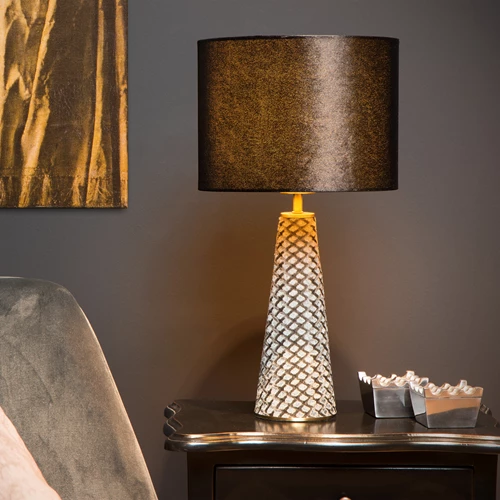 Lucide EXTRAVAGANZA VELVET - Lampe de table - Ø 25 cm - 1xE27 - Noir - ambiance 1